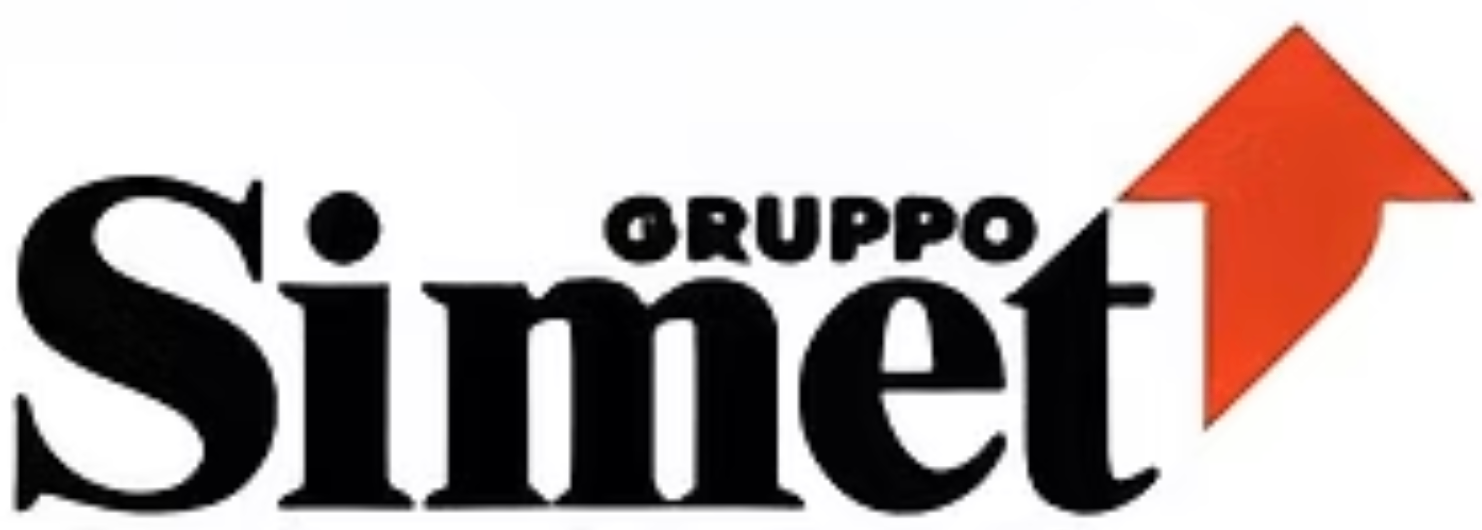 Il marchio storico di Gruppo Simet: la scritta Simet con la freccia arancione